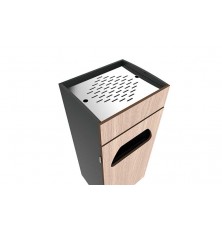 CORBEILLE CENDRIER RECTANGLE SHELBY ACIER ET BOIS COMPACT
POUBELLE AVEC CENDRIER POUR ESPACE FUMEUR EXTÉRIEUR